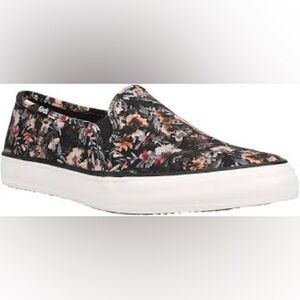 Keds Double Decker Black Floral Print Slip On Sneakers, Size 9